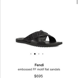 Authentic black leather Fendi slides